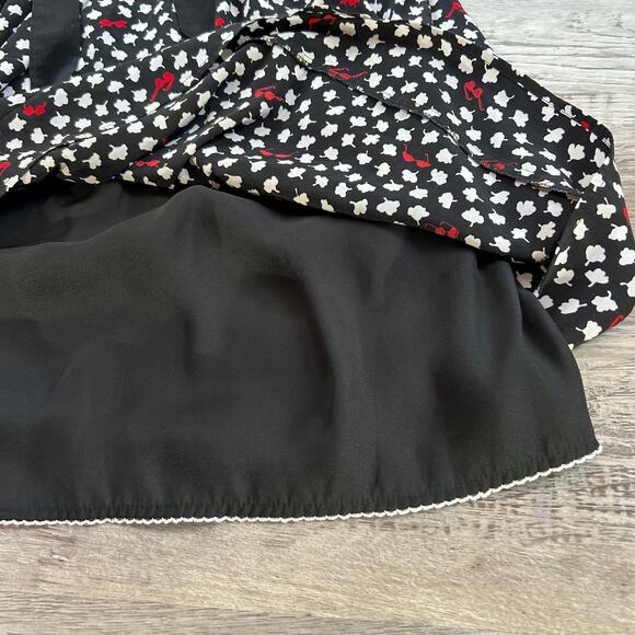 Maeve Dress Black Cherry Leaf Print Button Front Fit & Flare Sz S - Picture 7 of 9